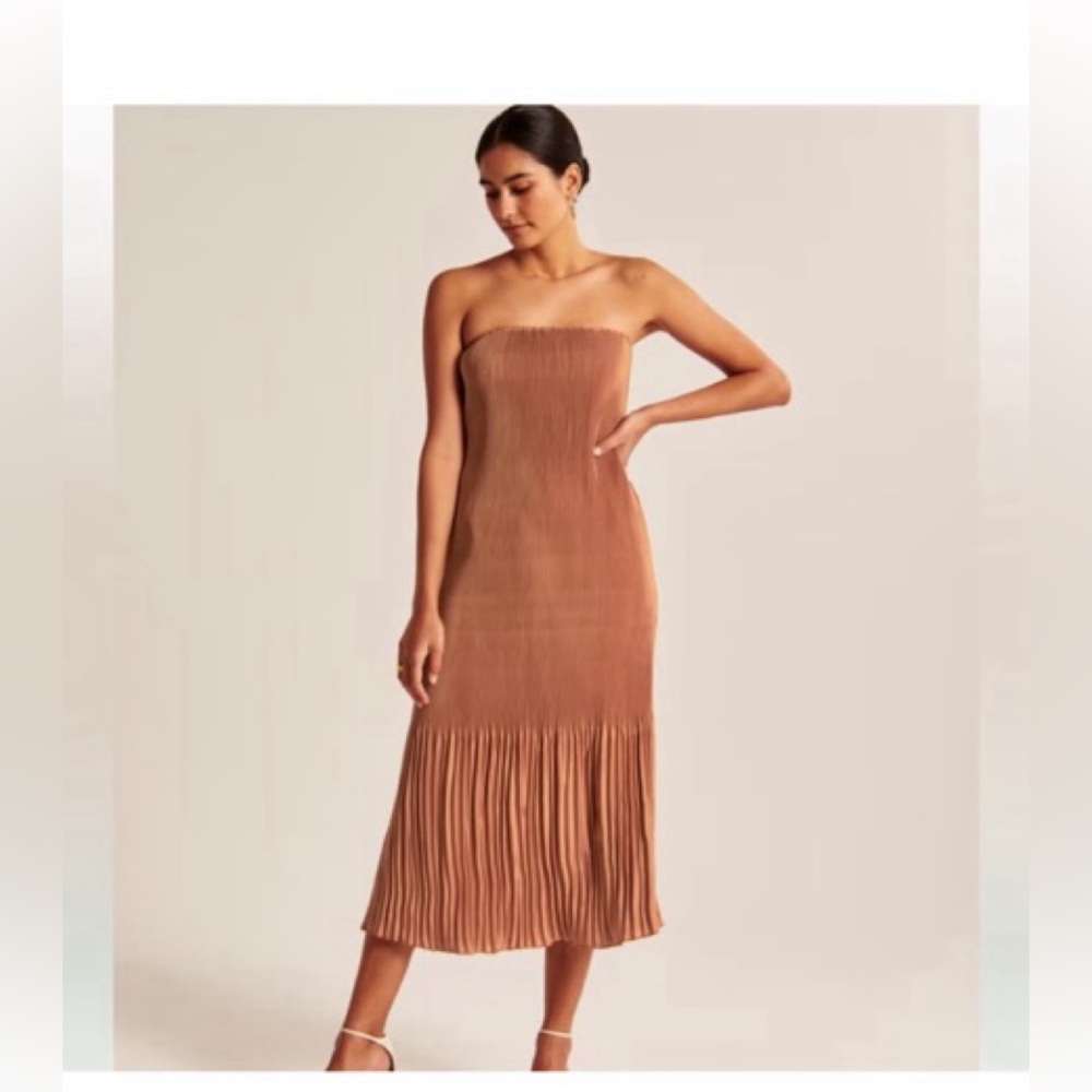 Abercrombie Giselle Pleat Release Midi Dress NWT